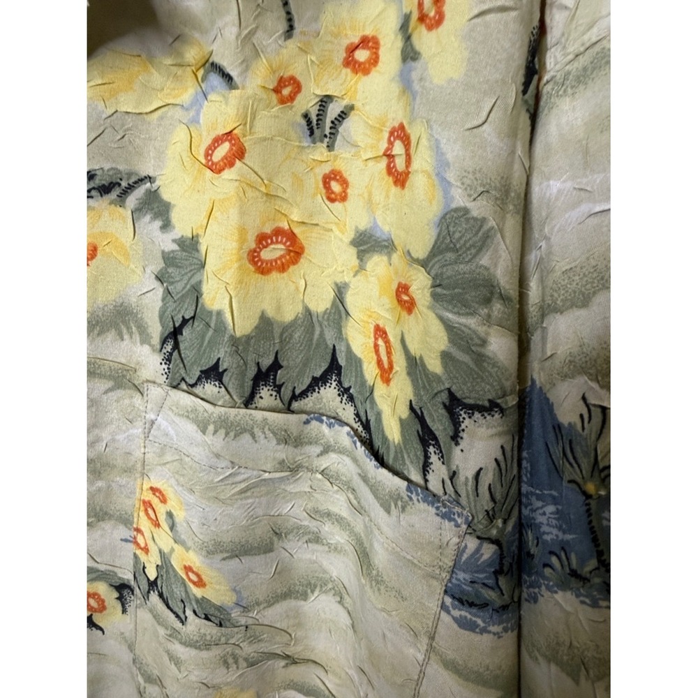 Joe Marlin Mens XL Tropical Floral Crinkle Short Sleeve Button Down Camp Shirt - Picture 3 of 6